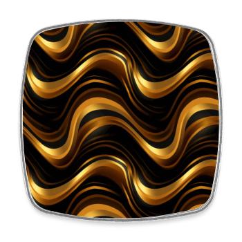 Golden Harmony : rayures abstraites en or luxe - Magnet carré - blanc - Devant