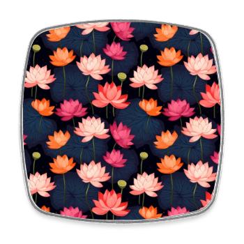 Serenity Blooms: Timeless Lotus Flower Pattern - Square fridge magnet - white - Front