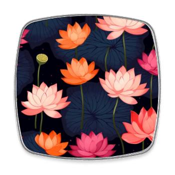 Serenity Blooms: Timeless Lotus Flower Pattern - Square fridge magnet - white - Front