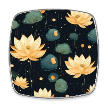 Serenity Blooms: Zeitloses Lotusblumenmuster - Viereckiger Kühlschrankmagnet - Weiß - Vorne