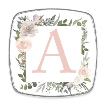 A monogram eucalyptus boho - Square fridge magnet - white - Front