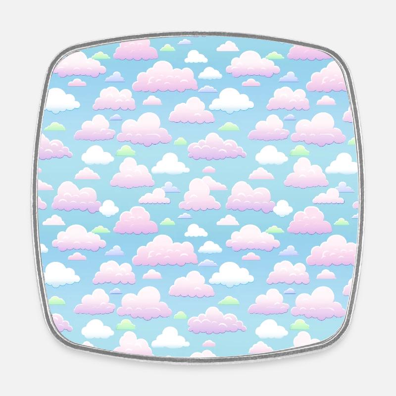 Dreamy Skies: Pastel Cloudscape Pattern - Square fridge magnet - white