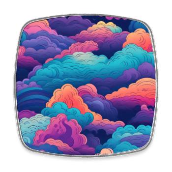 Verträumter Himmel: Pastellfarbenes Wolkenlandschaftsmuster - Viereckiger Kühlschrankmagnet - Weiß - Vorne