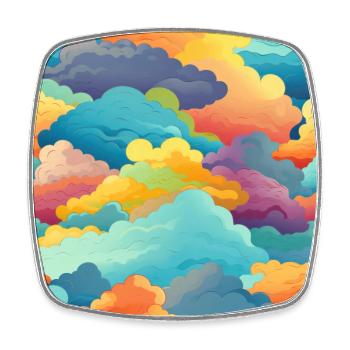 Verträumter Himmel: Pastellfarbenes Wolkenlandschaftsmuster - Viereckiger Kühlschrankmagnet - Weiß - Vorne