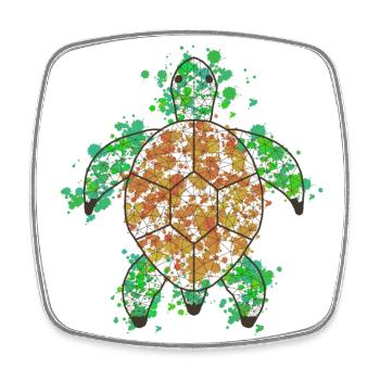 Turtlee GeomeTRIX bunt - Viereckiger Kühlschrankmagnet - Weiß - Vorne