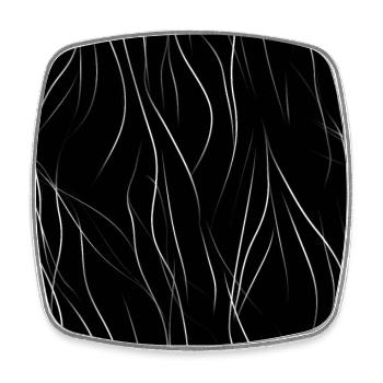 Monochrome Eleganz: Weiße abstrakte Linien auf Schwarz - Viereckiger Kühlschrankmagnet - Weiß - Vorne