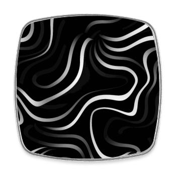 Monochrome Eleganz: Weiße abstrakte Linien auf Schwarz - Viereckiger Kühlschrankmagnet - Weiß - Vorne