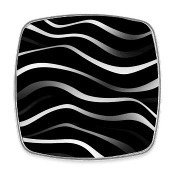 Monochrome Eleganz: Weiße abstrakte Linien auf Schwarz - Viereckiger Kühlschrankmagnet - Weiß - Vorne