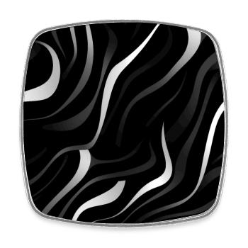 Monochrome Eleganz: Weiße abstrakte Linien auf Schwarz - Viereckiger Kühlschrankmagnet - Weiß - Vorne