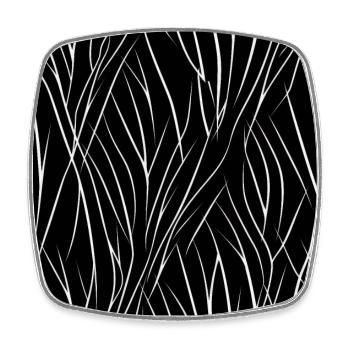 Monochrome Eleganz: Weiße abstrakte Linien auf Schwarz - Viereckiger Kühlschrankmagnet - Weiß - Vorne
