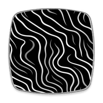 Monochrome Eleganz: Weiße abstrakte Linien auf Schwarz - Viereckiger Kühlschrankmagnet - Weiß - Vorne