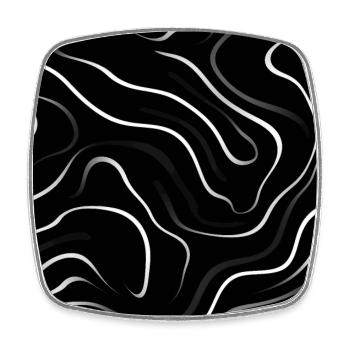 Monochrome Eleganz: Weiße abstrakte Linien auf Schwarz - Viereckiger Kühlschrankmagnet - Weiß - Vorne