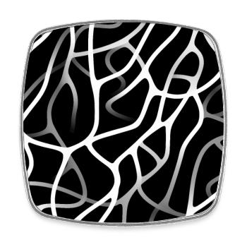 Monochrome Eleganz: Weiße abstrakte Linien auf Schwarz - Viereckiger Kühlschrankmagnet - Weiß - Vorne