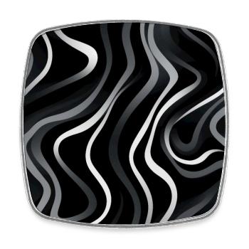 Monochrome Eleganz: Weiße abstrakte Linien auf Schwarz - Viereckiger Kühlschrankmagnet - Weiß - Vorne