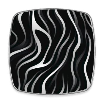Monochrome Eleganz: Weiße abstrakte Linien auf Schwarz - Viereckiger Kühlschrankmagnet - Weiß - Vorne
