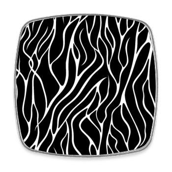 Monochrome Eleganz: Weiße abstrakte Linien auf Schwarz - Viereckiger Kühlschrankmagnet - Weiß - Vorne