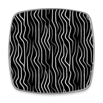 Monochrome Eleganz: Weiße abstrakte Linien auf Schwarz - Viereckiger Kühlschrankmagnet - Weiß - Vorne