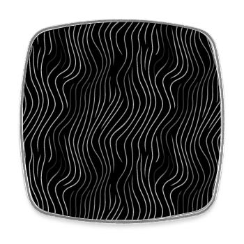 Monochrome Eleganz: Weiße abstrakte Linien auf Schwarz - Viereckiger Kühlschrankmagnet - Weiß - Vorne