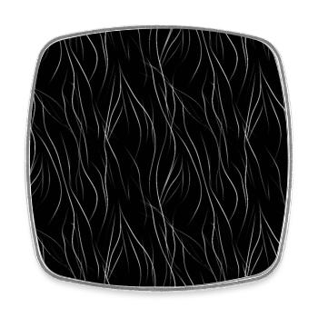 Monochrome Eleganz: Weiße abstrakte Linien auf Schwarz - Viereckiger Kühlschrankmagnet - Weiß - Vorne