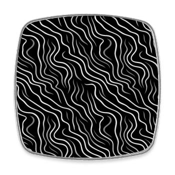 Monochrome Eleganz: Weiße abstrakte Linien auf Schwarz - Viereckiger Kühlschrankmagnet - Weiß - Vorne
