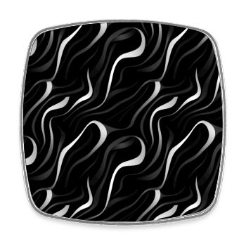 Monochrome Eleganz: Weiße abstrakte Linien auf Schwarz - Viereckiger Kühlschrankmagnet - Weiß - Vorne