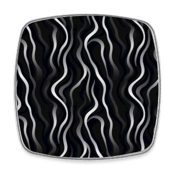 Monochrome Eleganz: Weiße abstrakte Linien auf Schwarz - Viereckiger Kühlschrankmagnet - Weiß - Vorne