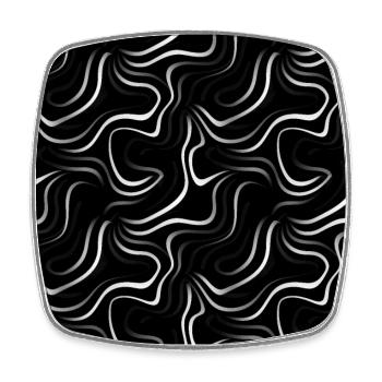 Monochrome Eleganz: Weiße abstrakte Linien auf Schwarz - Viereckiger Kühlschrankmagnet - Weiß - Vorne