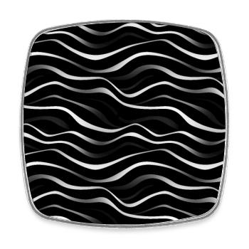 Monochrome Eleganz: Weiße abstrakte Linien auf Schwarz - Viereckiger Kühlschrankmagnet - Weiß - Vorne