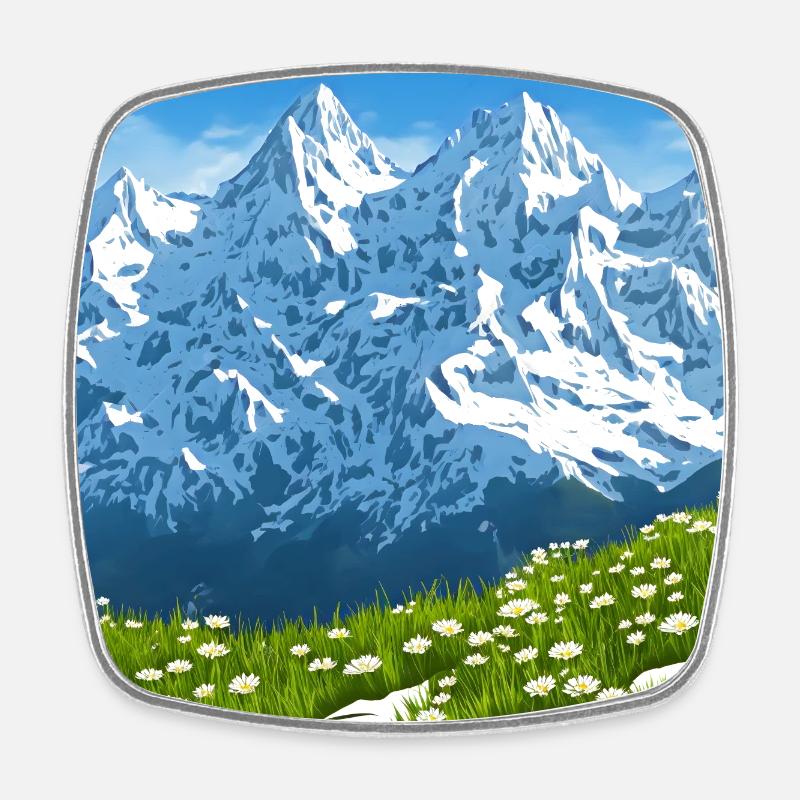 EDELWEISS WIESE BERG ALPENPANORAMA - Viereckiger Kühlschrankmagnet - Weiß
