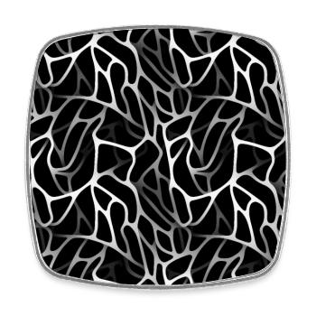 Monochrome Eleganz: Weiße abstrakte Linien auf Schwarz - Viereckiger Kühlschrankmagnet - Weiß - Vorne