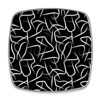 Monochrome Eleganz: Weiße abstrakte Linien auf Schwarz - Viereckiger Kühlschrankmagnet - Weiß - Vorne