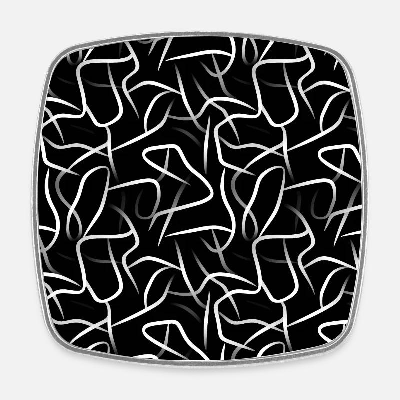 Élégance monochrome : lignes abstraites blanches sur noir - Magnet carré - blanc