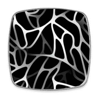 Monochrome Eleganz: Weiße abstrakte Linien auf Schwarz - Viereckiger Kühlschrankmagnet - Weiß - Vorne