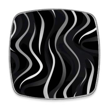 Monochrome Eleganz: Weiße abstrakte Linien auf Schwarz - Viereckiger Kühlschrankmagnet - Weiß - Vorne