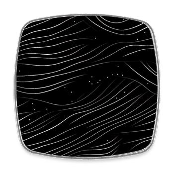 Monochrome Eleganz: Weiße abstrakte Linien auf Schwarz - Viereckiger Kühlschrankmagnet - Weiß - Vorne