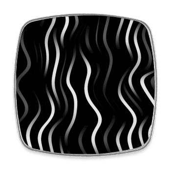 Monochrome Eleganz: Weiße abstrakte Linien auf Schwarz - Viereckiger Kühlschrankmagnet - Weiß - Vorne