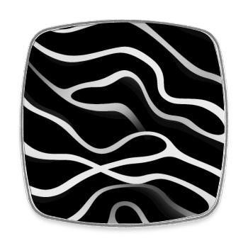 Monochrome Eleganz: Weiße abstrakte Linien auf Schwarz - Viereckiger Kühlschrankmagnet - Weiß - Vorne