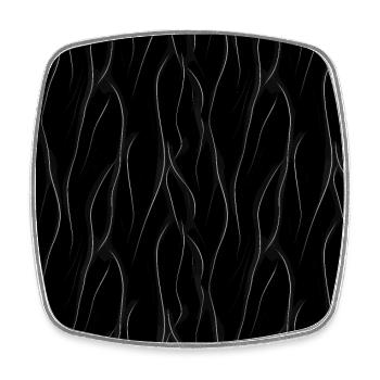 Monochrome Eleganz: Weiße abstrakte Linien auf Schwarz - Viereckiger Kühlschrankmagnet - Weiß - Vorne