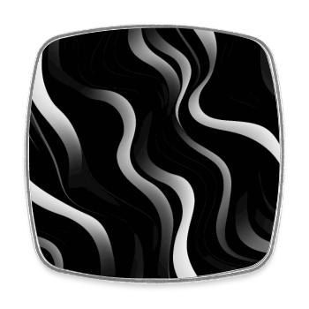 Monochrome Eleganz: Weiße abstrakte Linien auf Schwarz - Viereckiger Kühlschrankmagnet - Weiß - Vorne