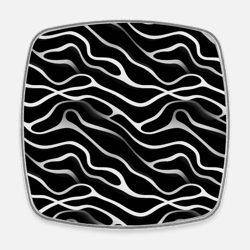 Élégance monochrome : lignes abstraites blanches sur noir - Magnet carré - blanc