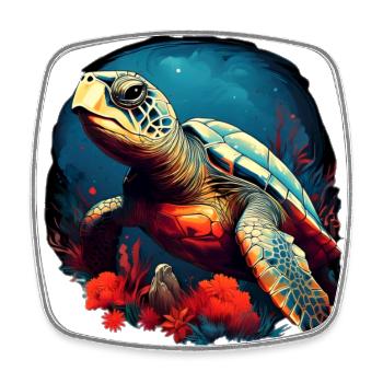 Wunderschöne Schildkröte - Viereckiger Kühlschrankmagnet - Weiß - Vorne