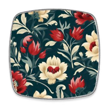 Nouveau Heritage: Papier peint Fleurs Baroques - Magnet carré - blanc - Devant