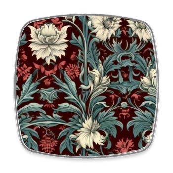 Nouveau Heritage: Papier peint Fleurs Baroques - Magnet carré - blanc - Devant