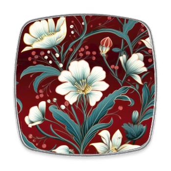 Nouveau Heritage: Barocke Blumentapete - Viereckiger Kühlschrankmagnet - Weiß - Vorne
