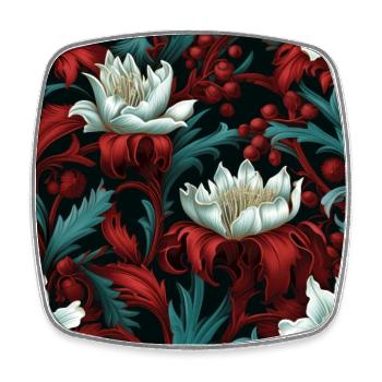 Nouveau Heritage: Papier peint Fleurs Baroques - Magnet carré - blanc - Devant