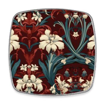 Nouveau Heritage: Papier peint Fleurs Baroques - Magnet carré - blanc - Devant