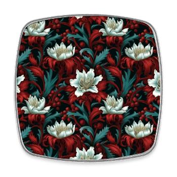 Nouveau Heritage: Papier peint Fleurs Baroques - Magnet carré - blanc - Devant