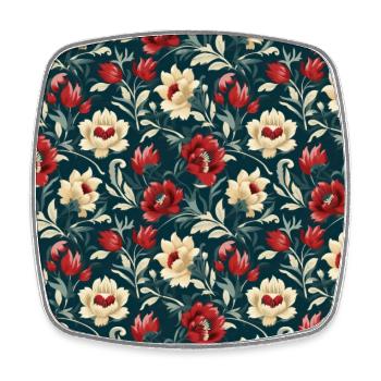 Nouveau Heritage: Papier peint Fleurs Baroques - Magnet carré - blanc - Devant