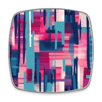 Danse géométrique moderne en rose, bleu et violet - Magnet carré - blanc - Devant