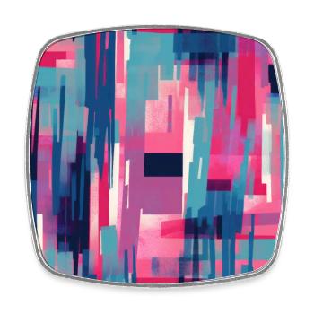 Danse géométrique moderne en rose, bleu et violet - Magnet carré - blanc - Devant